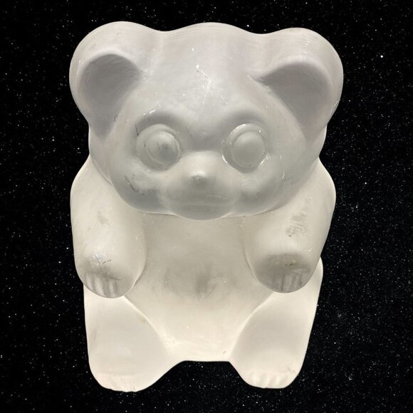 Vintage Art Glass Frosted Crystal Bear Figurine Clear 4”T 3.5”W - Picture 1 of 7